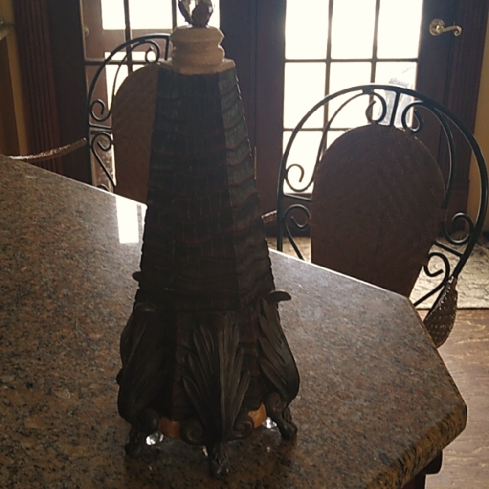 Very Unique Piece Wooden Box and Candle Stick